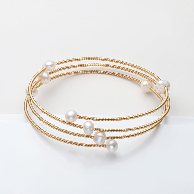 Double Freshwater Pearl Bracelet with 14K Gold Filled – 5-7mm