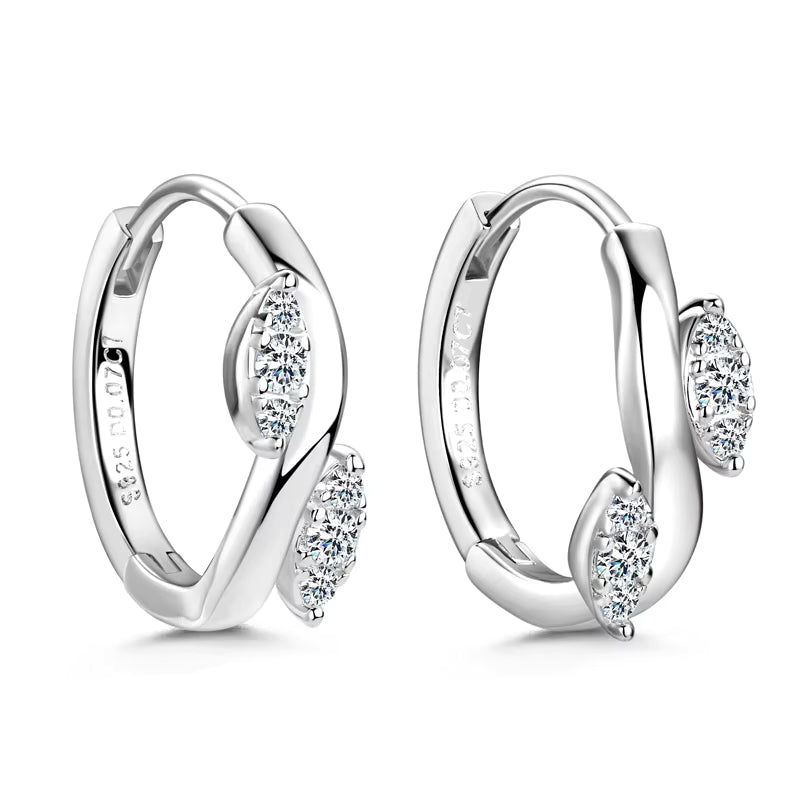 Earrings Infinity Hoop in moissanite stone silver 925