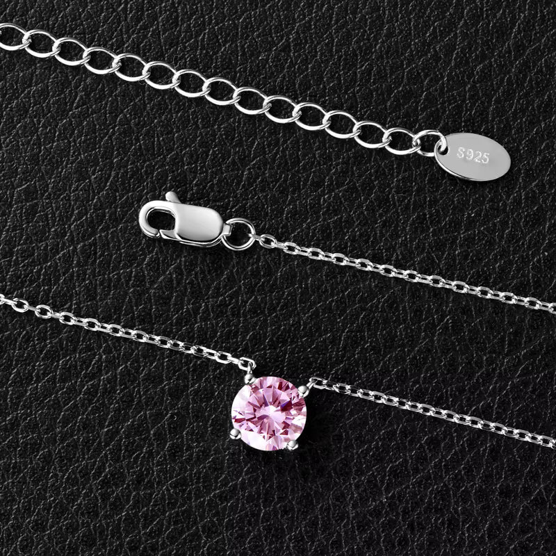 Necklace 4-Prong Colorful Zirconia in Sterling Silver 925