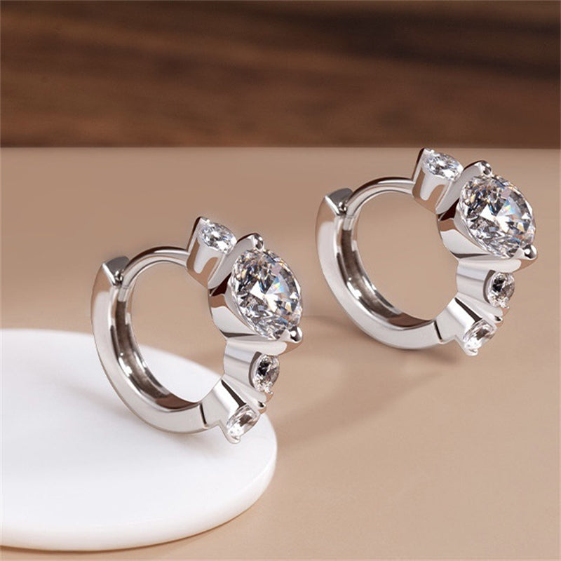 Earrings Statement Hoop in moissanite stone silver 925