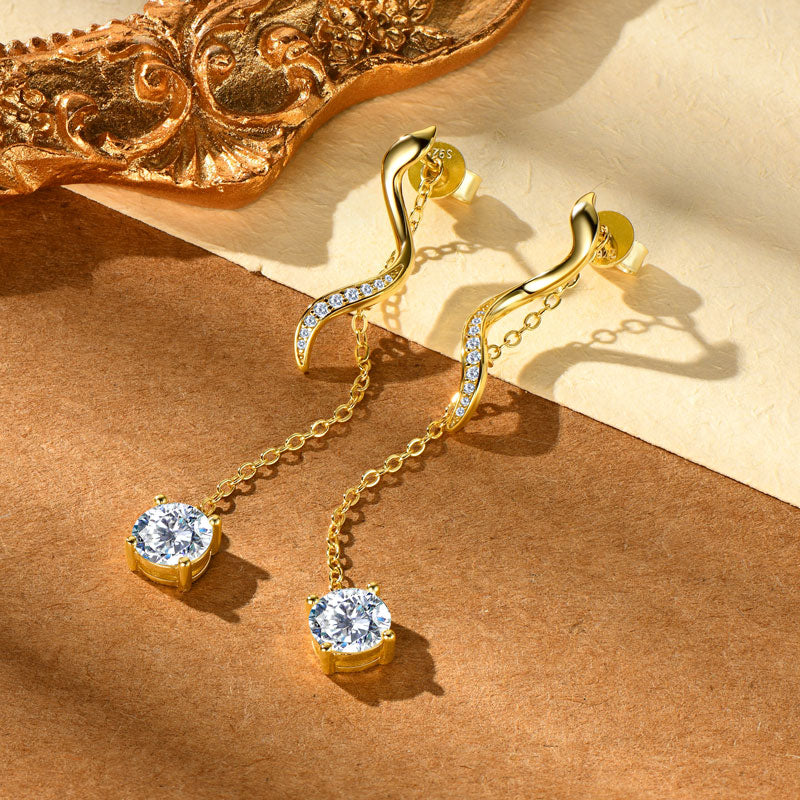 Earrings Classic Solitaire in moissanite stone silver 925