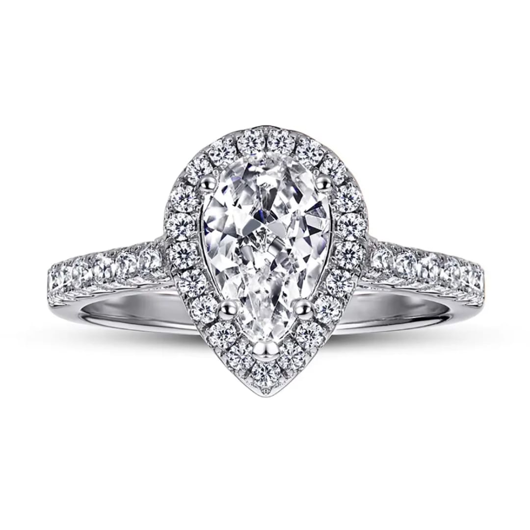 Moissanite Drop Elegance Ring silver 925