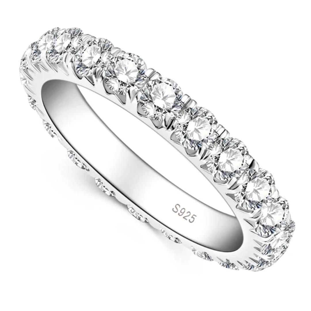 Ring Eternity Tennis moissanite + silver 925