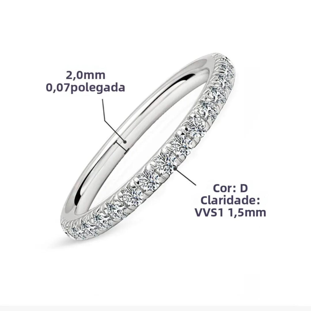 Ring Eternity Tennis moissanite + silver 925