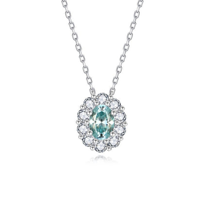 Necklace Paraíba Blue in moissanite + silver 925