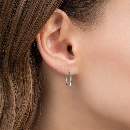 Earrings U-Hoop Exclusive in moissanite stone silver 925