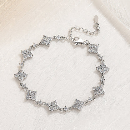 Bracelet Clover  moissanite + silver 925