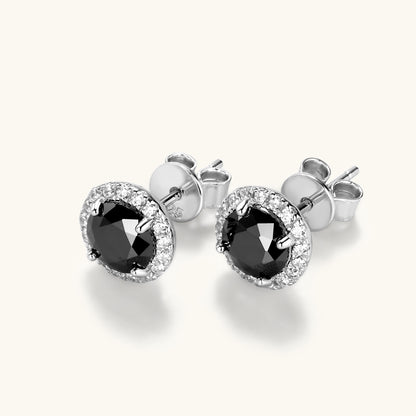 Earrings Classic Halo Round 6mm in moissanite stone silver 925