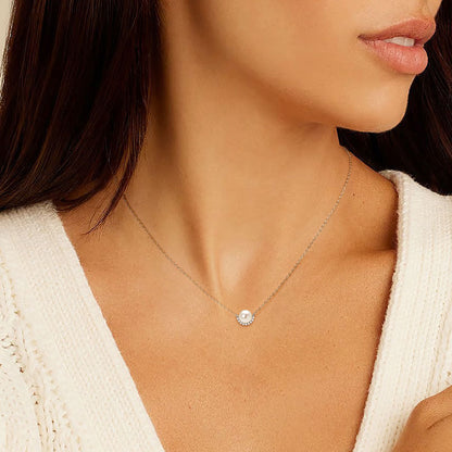 Necklace Freshwater Pearl Pendant in sterling silver 925