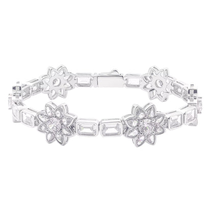 Bracelet Colorful Flower in moissanite + silver 925 – 14mm VVS D