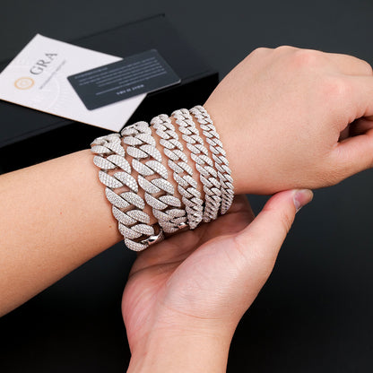 Bracelet Cuban  moissanite + silver 925