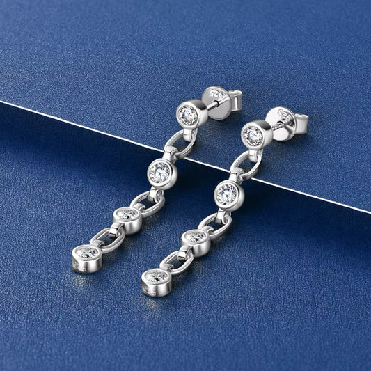 Earrings Exquisite Round 3mm in moissanite stone silver 925