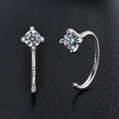 Earrings Modern Huggie in moissanite stone silver 925