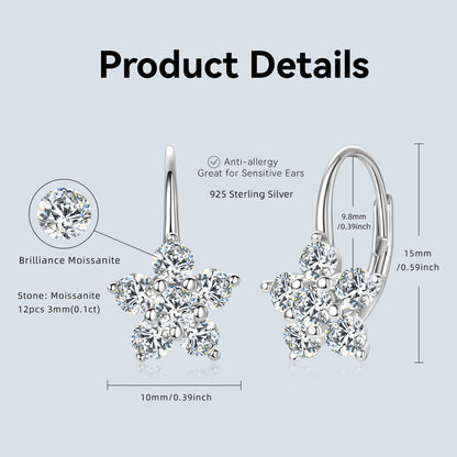 Earrings Moissanite Hoop in sterling silver 925