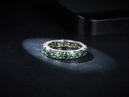 Men’s Ring in green moissanite + silver 925