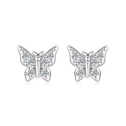 Earrings Butterfly Light in moissanite + silver 925