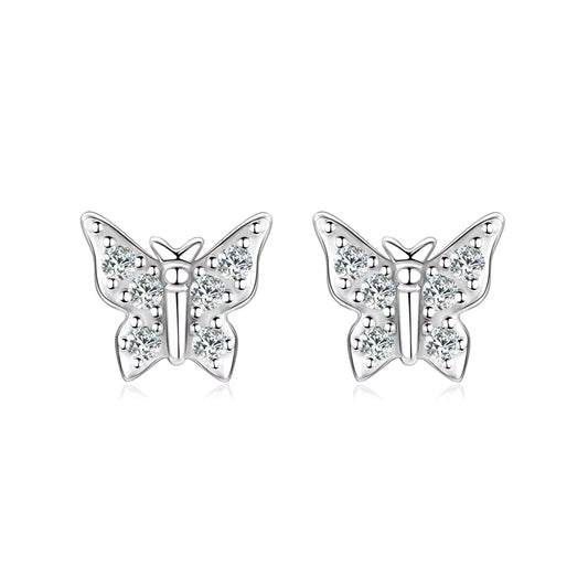 Earrings Butterfly Light in moissanite + silver 925