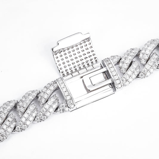 Bracelet Cuban  moissanite + silver 925