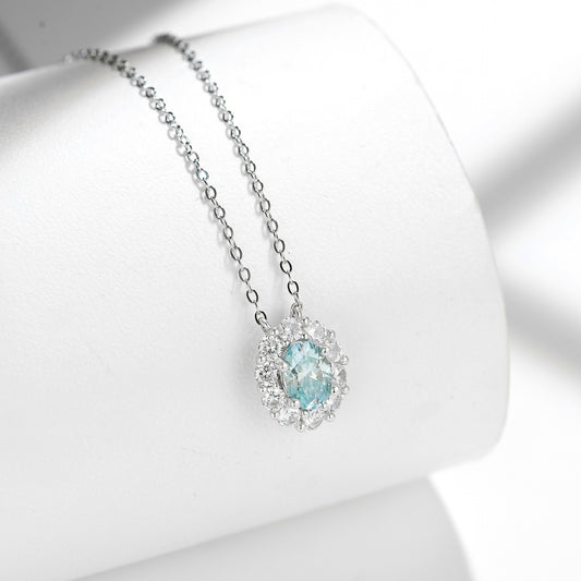 Necklace Paraíba Blue in moissanite + silver 925
