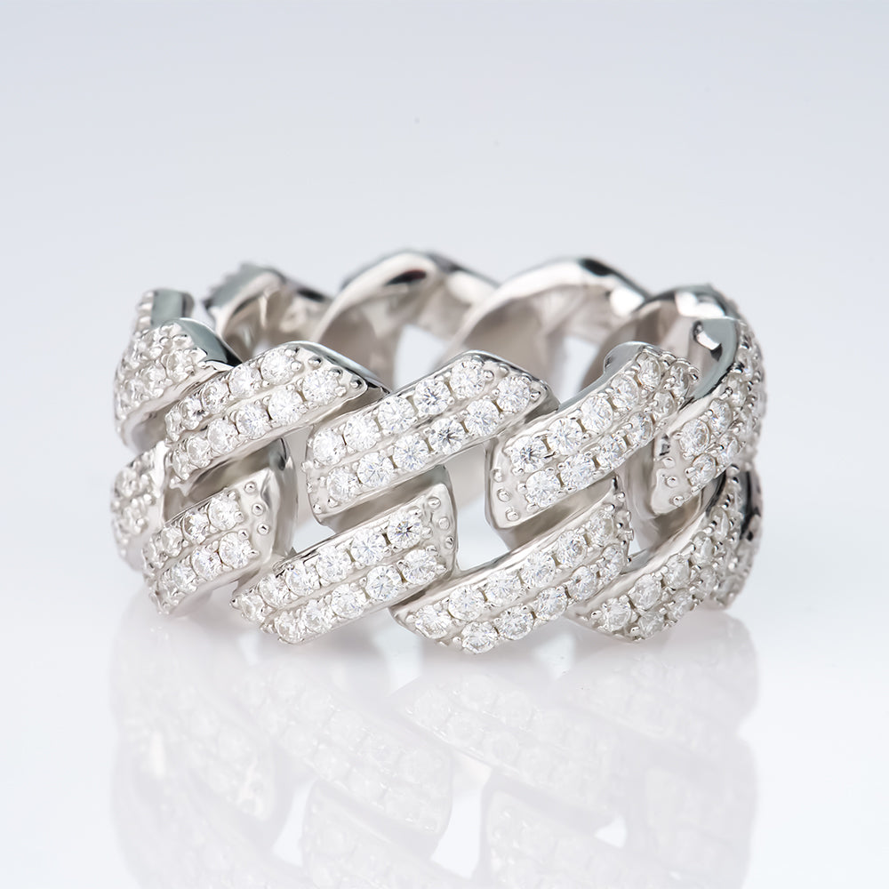 Ring Cuban Ice moissanite + silver 925