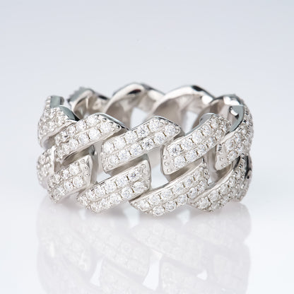 Ring Cuban Ice moissanite + silver 925