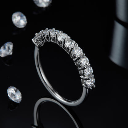 Ring Half Eternity moissanite + silver 925
