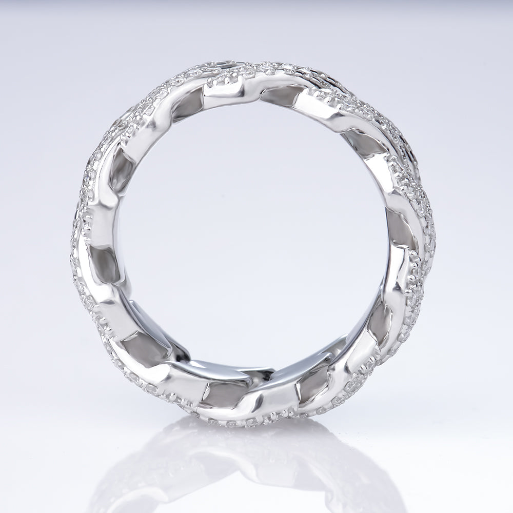 Ring Cuban Ice moissanite + silver 925