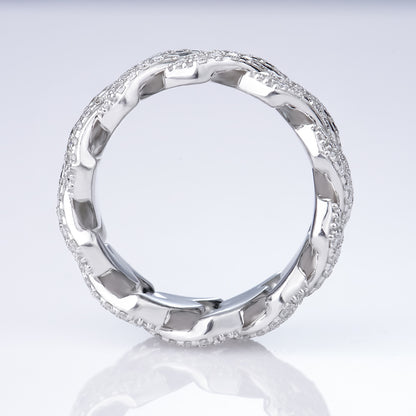 Ring Cuban Ice moissanite + silver 925