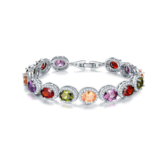 Bracelet Colorful Zircon Tennis in gold-plated brass