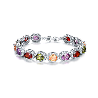 Bracelet Colorful Zircon Tennis in gold-plated brass