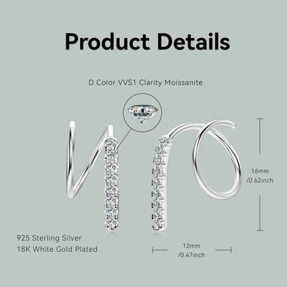 Earrings Twisted  in moissanite + silver 925