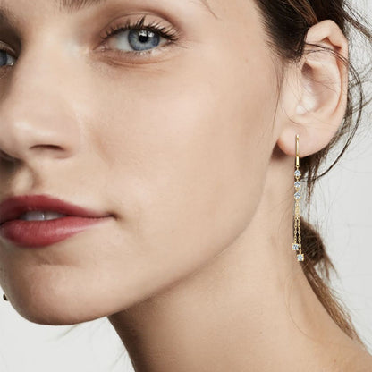 Earrings Trendy Threader in moissanite stone silver 925