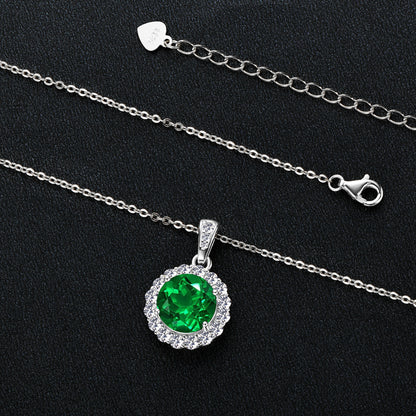 Necklace Emerald Glow in sterling silver 925