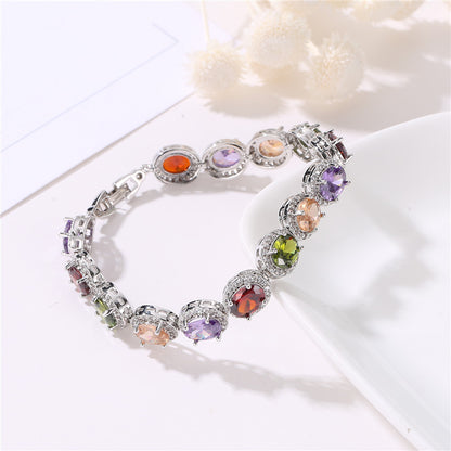 Bracelet Colorful Zircon Tennis in gold-plated brass