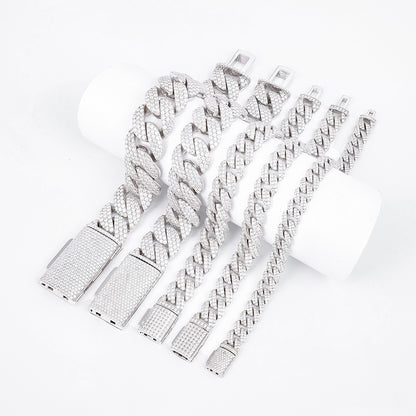 Bracelet Cuban  moissanite + silver 925