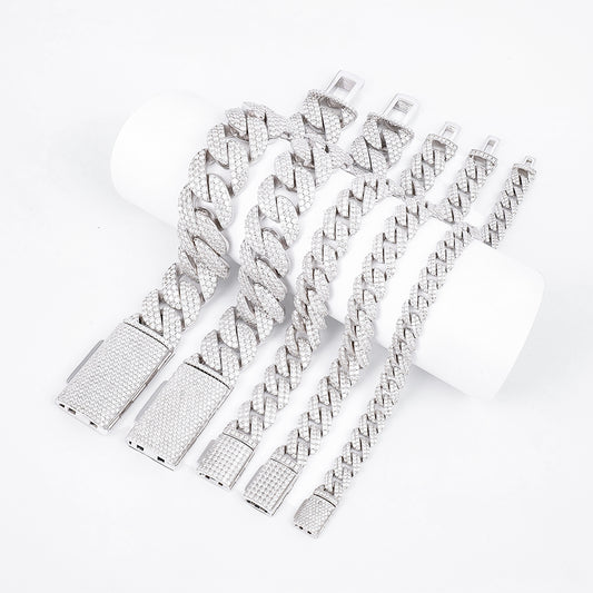 Bracelet Cuban  moissanite + silver 925
