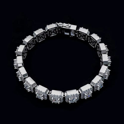 Bracelet Square Tennis  moissanite + silver 925