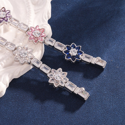 Bracelet Colorful Flower in moissanite + silver 925 – 14mm VVS D