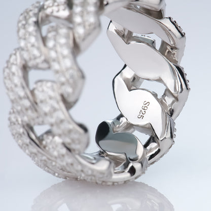 Ring Cuban Ice moissanite + silver 925