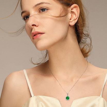 Necklace Emerald Glow in sterling silver 925