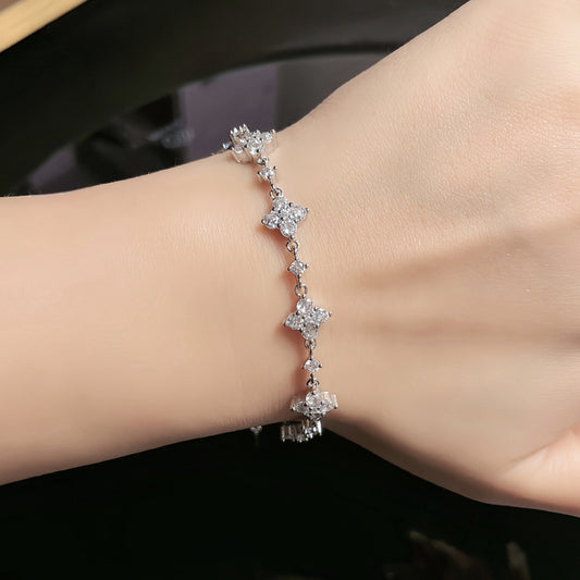 Bracelet Clover  moissanite + silver 925