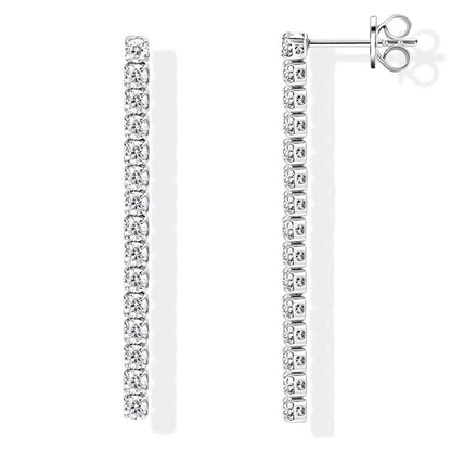Earrings Long Tassel Drop in moissanite stone silver 925