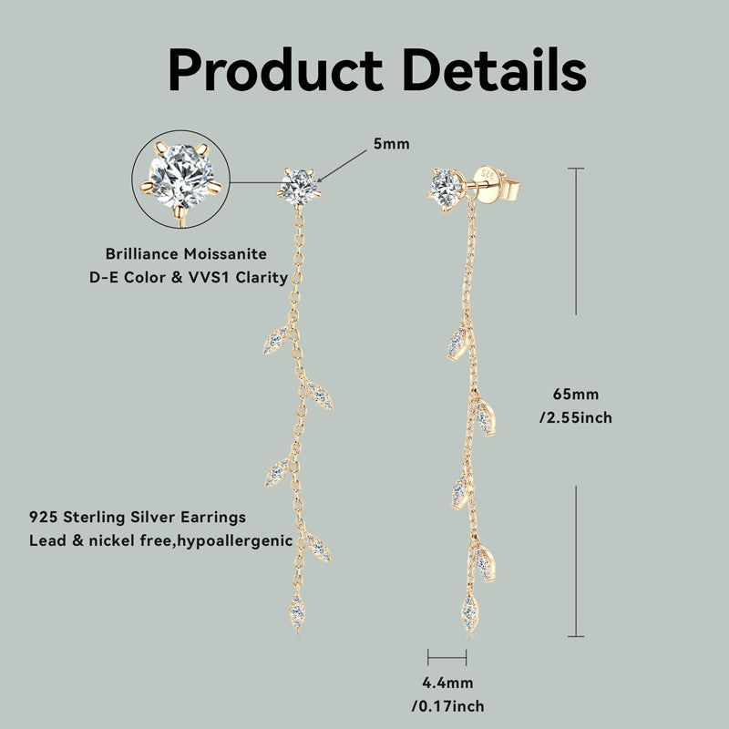 Earrings Classic 5mm Round in moissanite stone silver 925