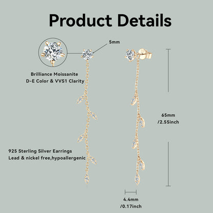 Earrings Classic 5mm Round in moissanite stone silver 925