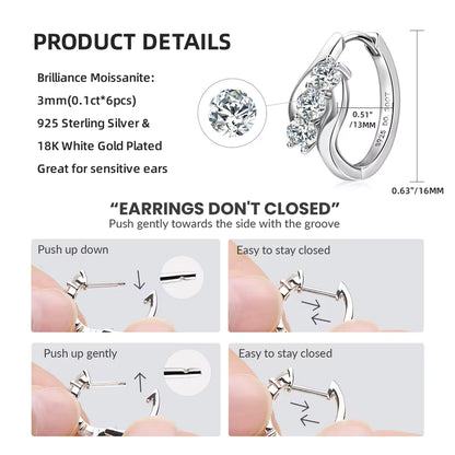 Earrings Infinity Hoop in moissanite stone silver 925