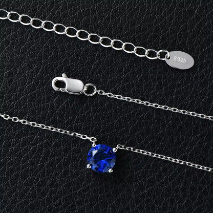 Necklace 4-Prong Colorful Zirconia in Sterling Silver 925