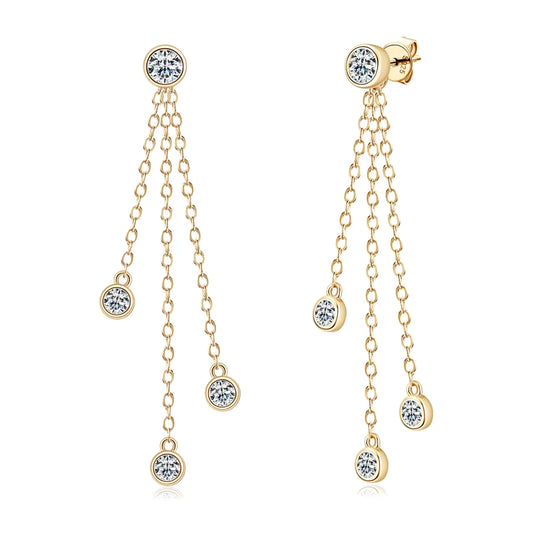 Earrings Dual Stone 4mm &amp; 3mm in moissanite stone silver 925