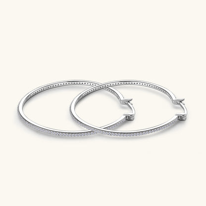 Large Moissanite Hoop Earrings in 925 Sterling Silver – 40mm