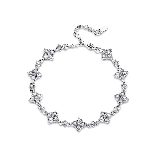 Bracelet Clover  moissanite + silver 925