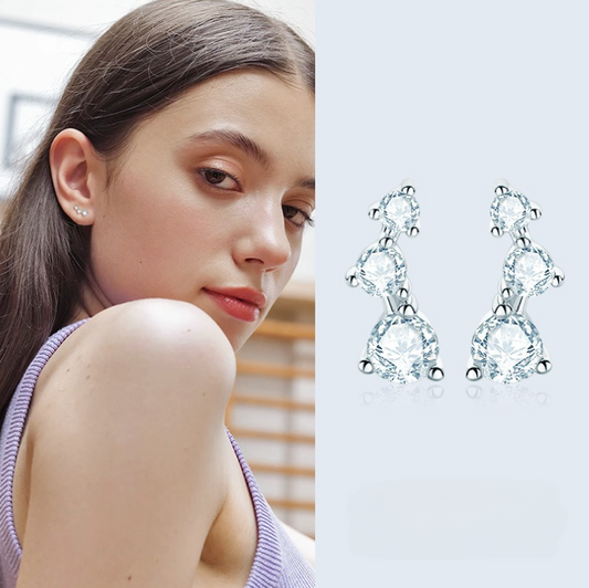 Earrings Four-Leaf in moissanite  + silver 925
